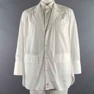 UNDERCOVER Chest Size L White Solid Cotton Poplin Sport Coat